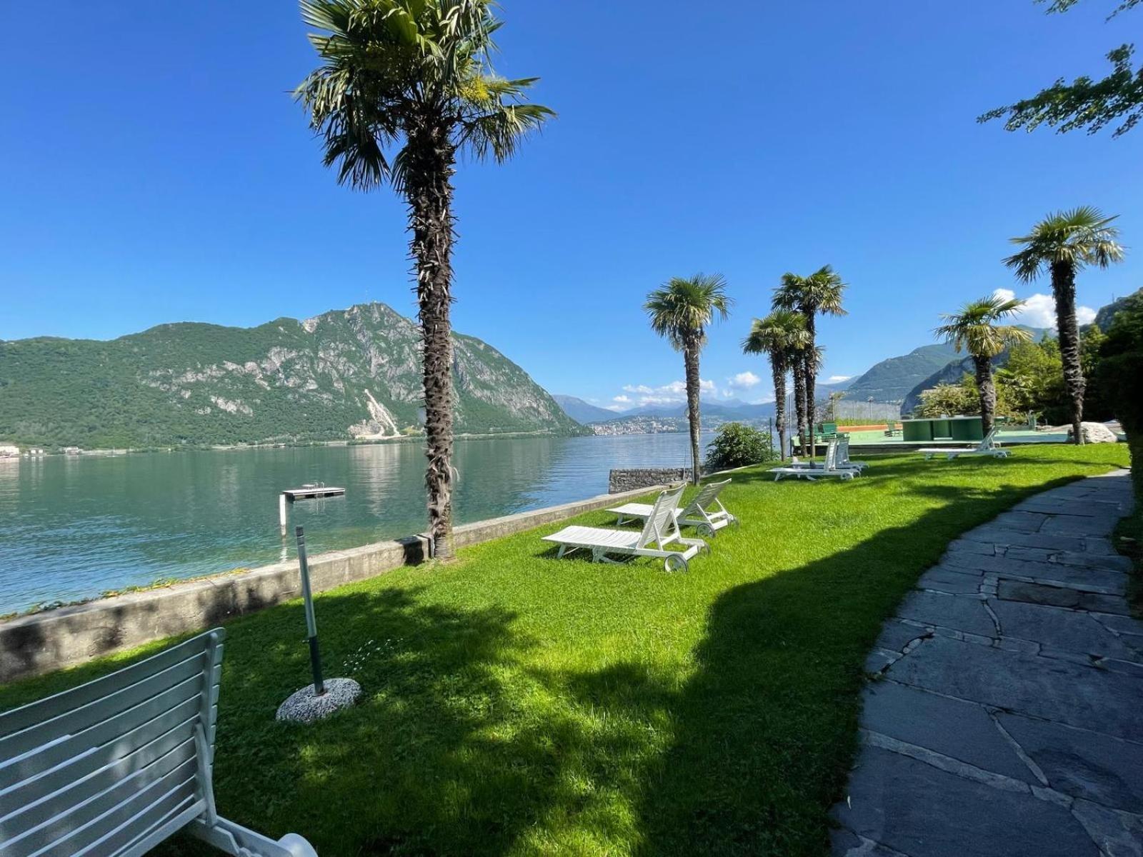 Luganersee, Pool, Strand, Parkplatz, Suite 204 Bissone Exterior foto